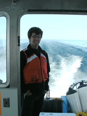 Adam McMillan on the R/V/ Storm in Lake Huron